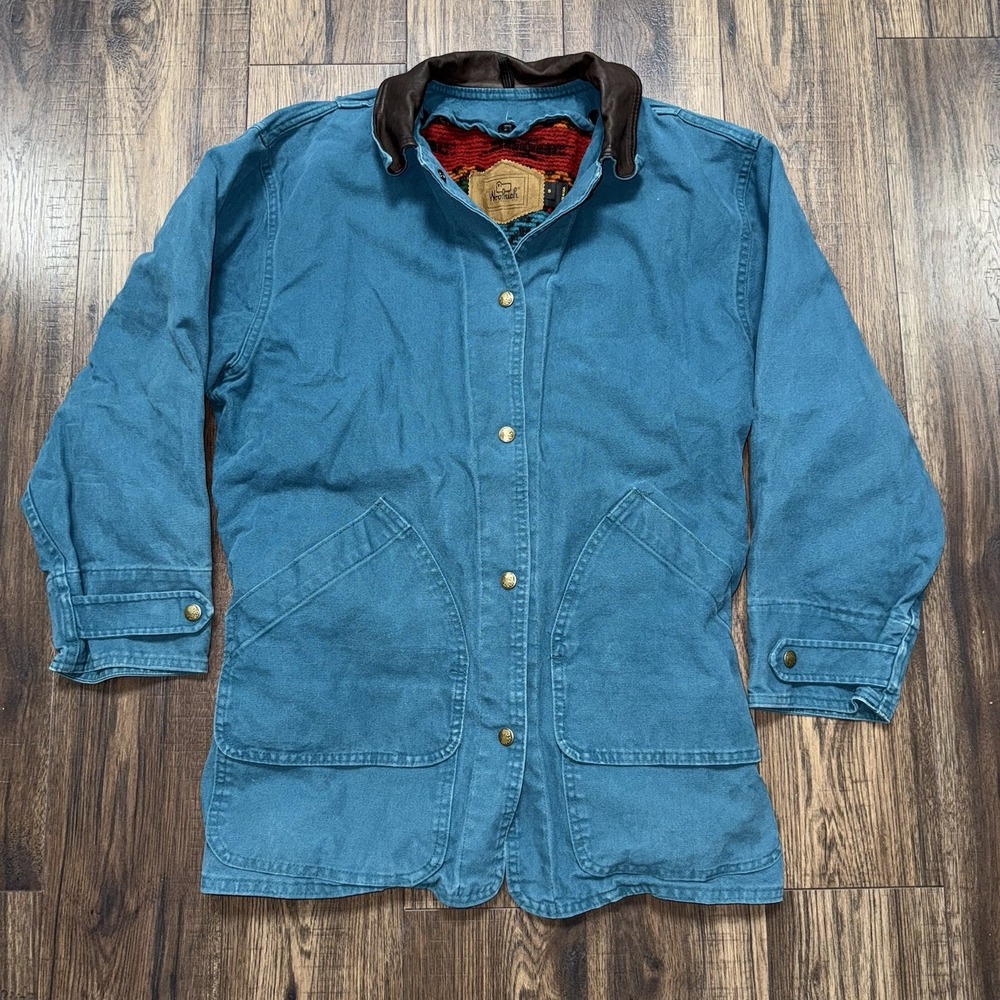Woolrich Jacket Women's Small Blue Aztec Chore Barn Coat Made USA 90s Vintage